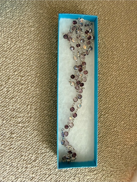 Touchstone Crystal Jewelry - Touchstone Crystal Purple and Clear Linked Bracelet